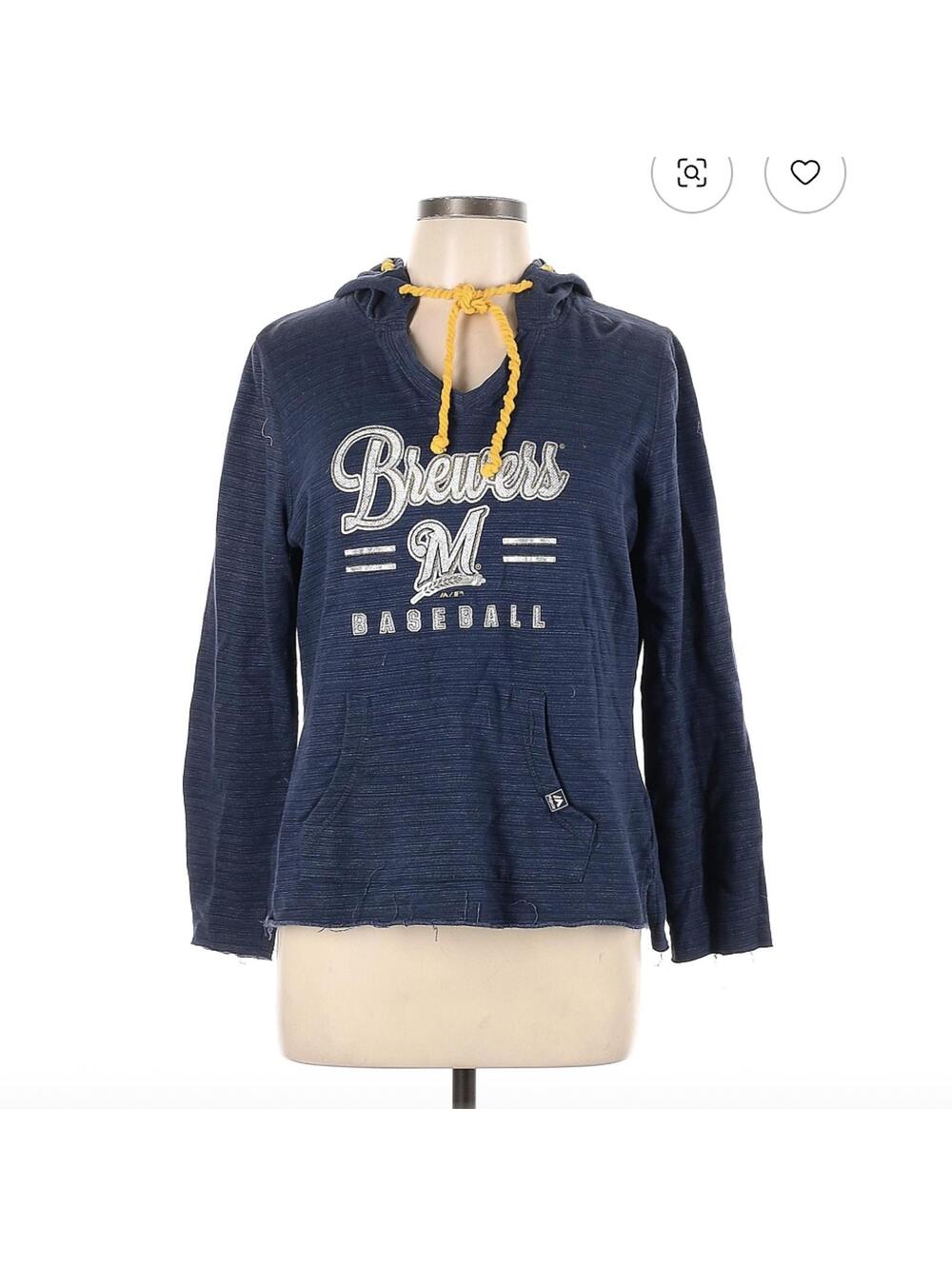 Majestic MLB Milwaukee Brewers Baseball Pullover Hoodie Size L